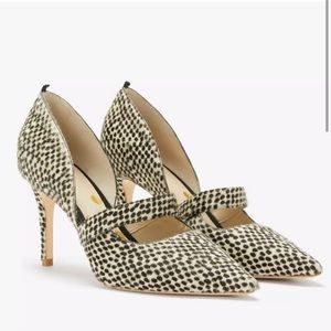 Boden Women's Adrianna Pumps Size 38/7-7.5 Mary Jane Heel Faux Spotted Calf Hair